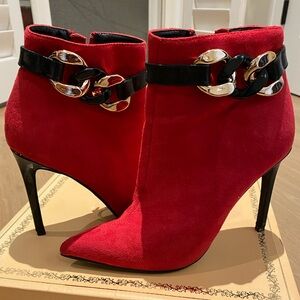 Red & Black Heeled Boots